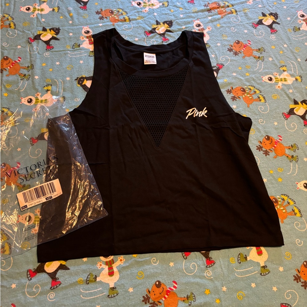 Pink new in bag black tank